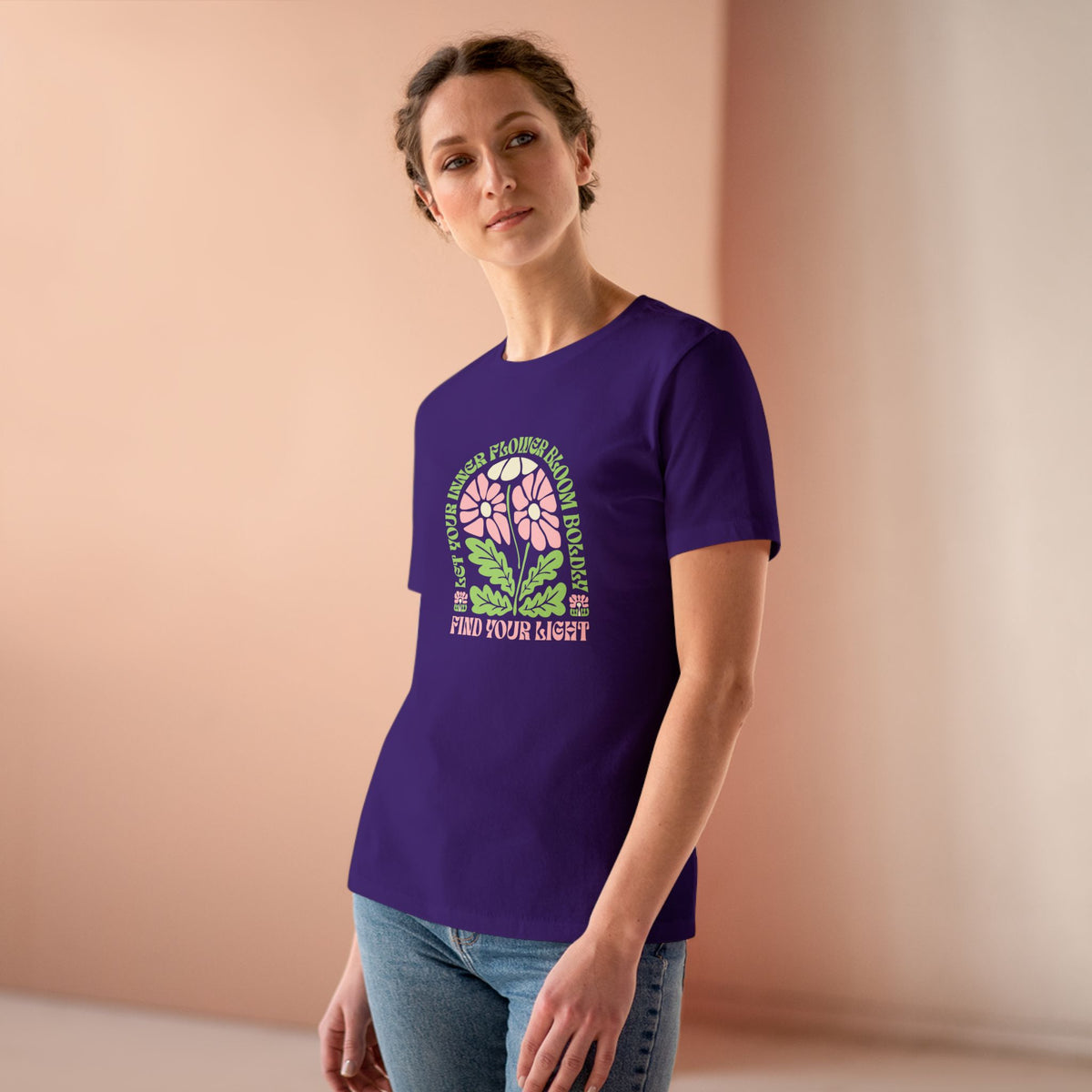 Let Your Inner Flower Bloom Boldly Groovy Women's Relaxed T-Shirt Let Your Inner Flower Bloom Boldly Groovy Women's T-Shirt brings retro floral flair and comfy style to your everyday wardrobe. Express your free spirit in the Let Your Inner Flower Bloom Boldly Groovy Women's T-Shirt, a vibrant retro tee made for standout style. Shop the Let Your Inner Flower Bloom Boldly Groovy Women's T-Shirt for a playful vintage-inspired look full of color, confidence, and charm.