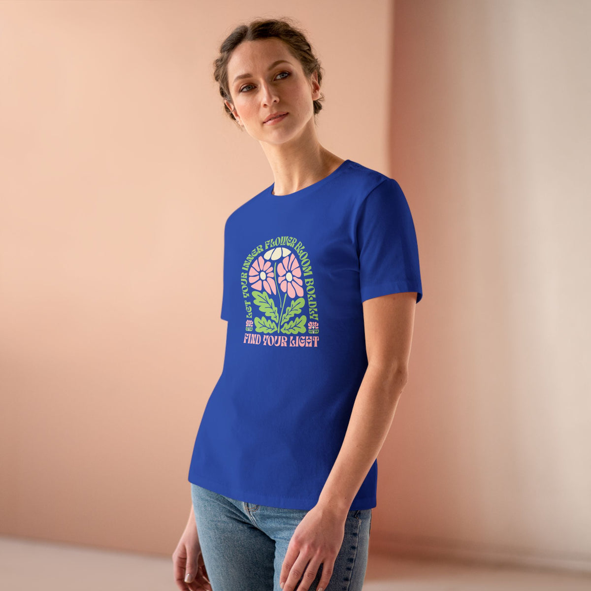 Let Your Inner Flower Bloom Boldly Groovy Women's Relaxed T-Shirt Let Your Inner Flower Bloom Boldly Groovy Women's T-Shirt brings retro floral flair and comfy style to your everyday wardrobe. Express your free spirit in the Let Your Inner Flower Bloom Boldly Groovy Women's T-Shirt, a vibrant retro tee made for standout style. Shop the Let Your Inner Flower Bloom Boldly Groovy Women's T-Shirt for a playful vintage-inspired look full of color, confidence, and charm.