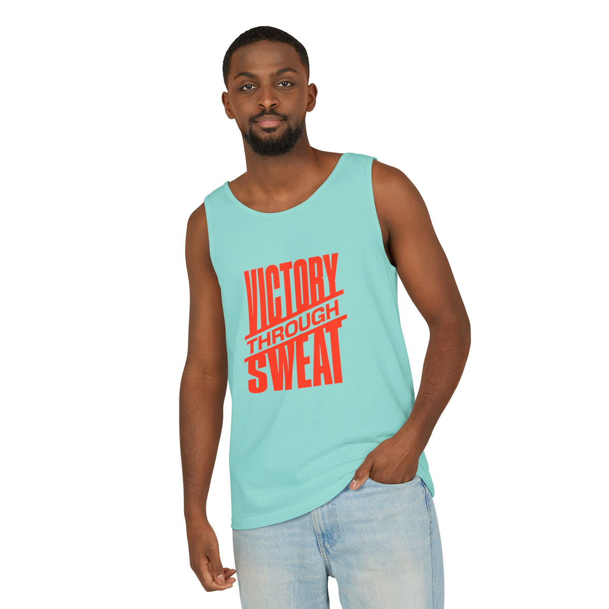 Victory Through Sweat Gym Tank Top for Active Wear Power every workout in the Victory Through Sweat Gym Tank Top for Active Wear, designed for breathable comfort, unrestricted movement, and bold style. Train harder in the Victory Through Sweat Gym Tank Top for Active Wear, combining a lightweight feel, easy mobility, and gym-ready confidence. Buy Victory Through Sweat Gym Tank Top for Active Wear—your go-to layer for intense training, everyday comfort, and standout motivation.