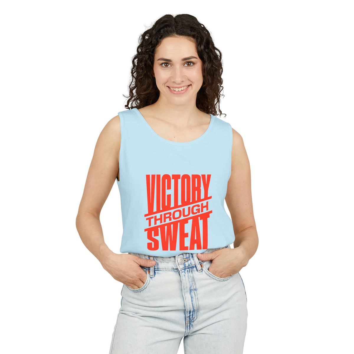 Victory Through Sweat Gym Tank Top for Active Wear Power every workout in the Victory Through Sweat Gym Tank Top for Active Wear, designed for breathable comfort, unrestricted movement, and bold style. Train harder in the Victory Through Sweat Gym Tank Top for Active Wear, combining a lightweight feel, easy mobility, and gym-ready confidence. Buy Victory Through Sweat Gym Tank Top for Active Wear—your go-to layer for intense training, everyday comfort, and standout motivation.