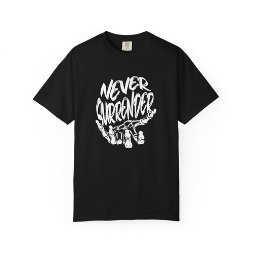 Make a statement in the Never Surrender Motivational Skull Graphic T-Shirt Casual Wear, designed for determined minds and fearless everyday style. Shop the Never Surrender Motivational Skull Graphic T-Shirt for a bold, resilient look that inspires confidence wherever you go. Buy the Never Surrender Motivational Skull Graphic T-Shirt, a powerful graphic tee for rebels, fighters, and dream chasers.