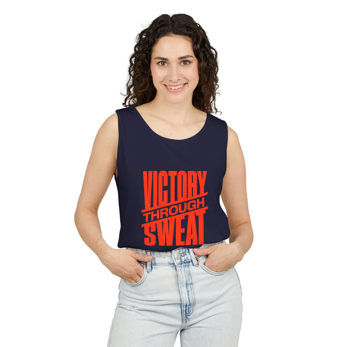 Victory Through Sweat Gym Tank Top for Active Wear Power every workout in the Victory Through Sweat Gym Tank Top for Active Wear, designed for breathable comfort, unrestricted movement, and bold style. Train harder in the Victory Through Sweat Gym Tank Top for Active Wear, combining a lightweight feel, easy mobility, and gym-ready confidence. Buy Victory Through Sweat Gym Tank Top for Active Wear—your go-to layer for intense training, everyday comfort, and standout motivation.
