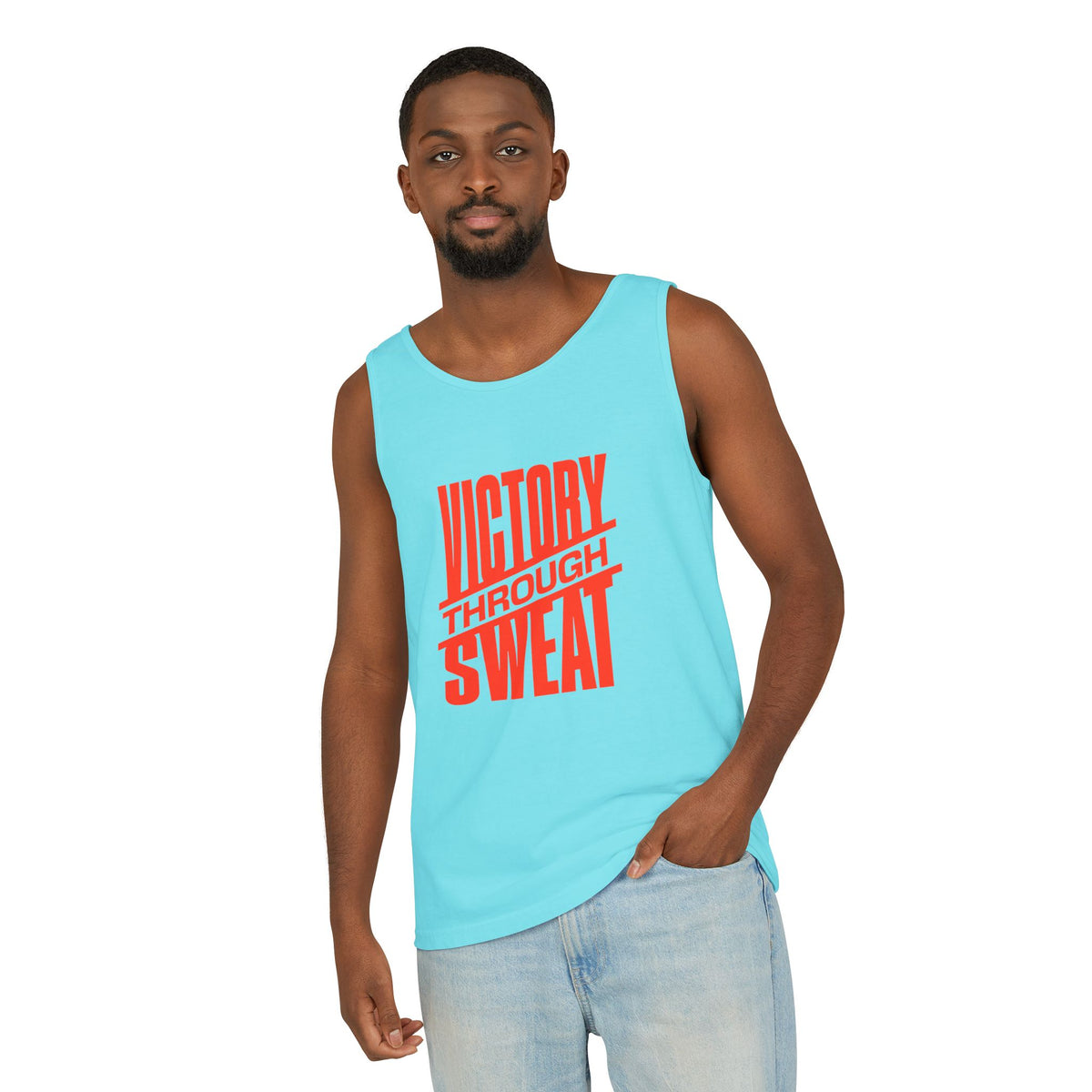 Victory Through Sweat Gym Tank Top for Active Wear Power every workout in the Victory Through Sweat Gym Tank Top for Active Wear, designed for breathable comfort, unrestricted movement, and bold style. Train harder in the Victory Through Sweat Gym Tank Top for Active Wear, combining a lightweight feel, easy mobility, and gym-ready confidence. Buy Victory Through Sweat Gym Tank Top for Active Wear—your go-to layer for intense training, everyday comfort, and standout motivation.