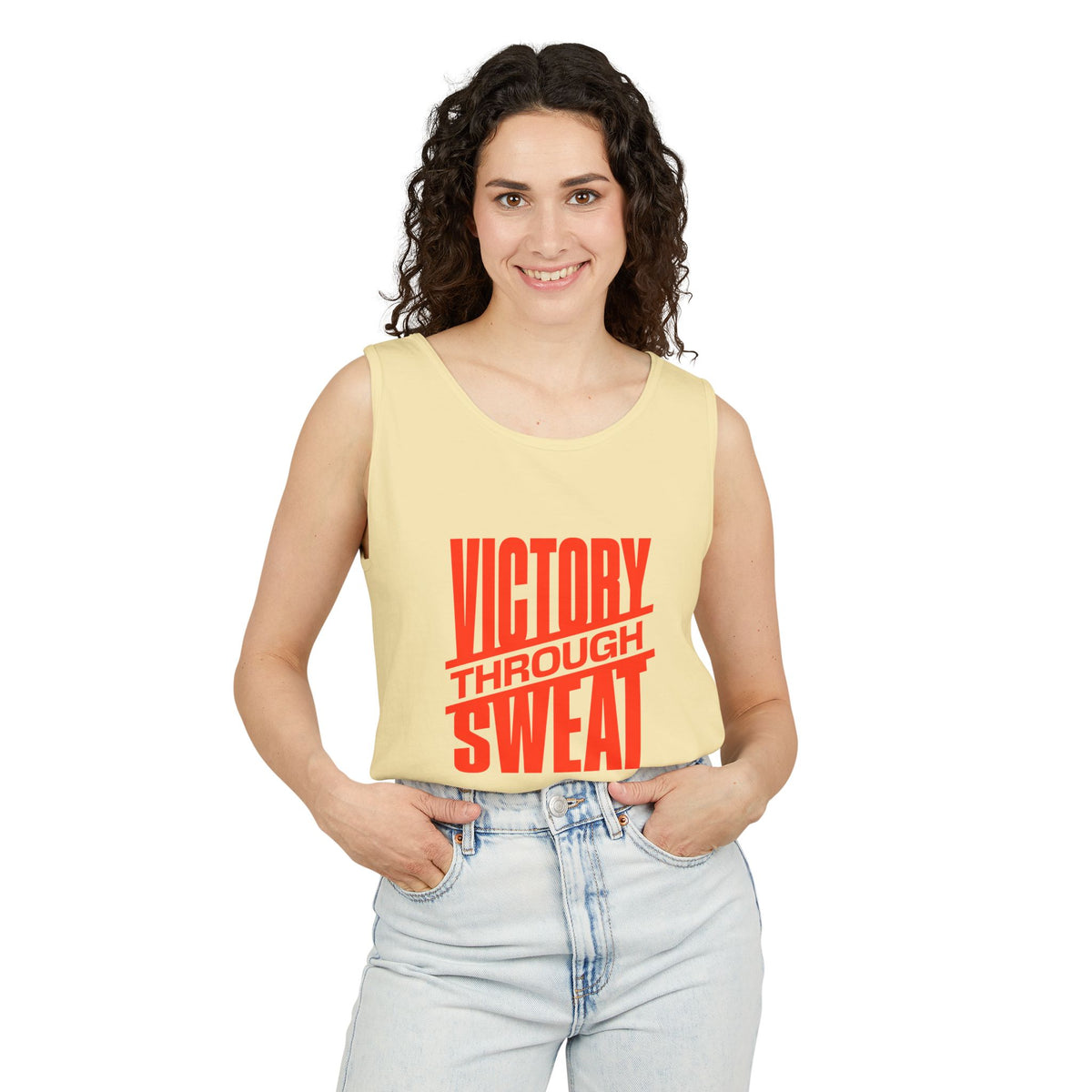 Victory Through Sweat Gym Tank Top for Active Wear Power every workout in the Victory Through Sweat Gym Tank Top for Active Wear, designed for breathable comfort, unrestricted movement, and bold style. Train harder in the Victory Through Sweat Gym Tank Top for Active Wear, combining a lightweight feel, easy mobility, and gym-ready confidence. Buy Victory Through Sweat Gym Tank Top for Active Wear—your go-to layer for intense training, everyday comfort, and standout motivation.