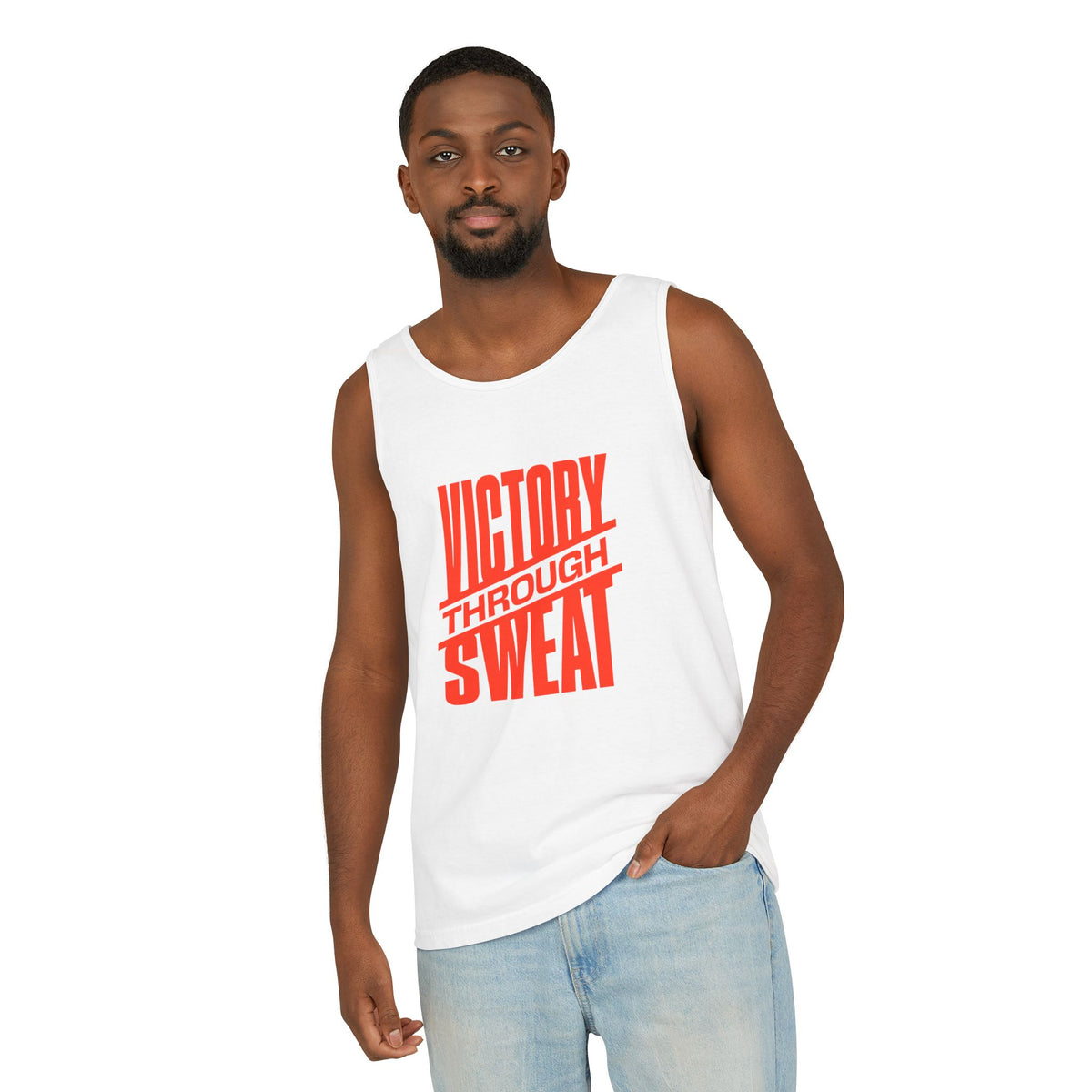 Victory Through Sweat Gym Tank Top for Active Wear Power every workout in the Victory Through Sweat Gym Tank Top for Active Wear, designed for breathable comfort, unrestricted movement, and bold style. Train harder in the Victory Through Sweat Gym Tank Top for Active Wear, combining a lightweight feel, easy mobility, and gym-ready confidence. Buy Victory Through Sweat Gym Tank Top for Active Wear—your go-to layer for intense training, everyday comfort, and standout motivation.
