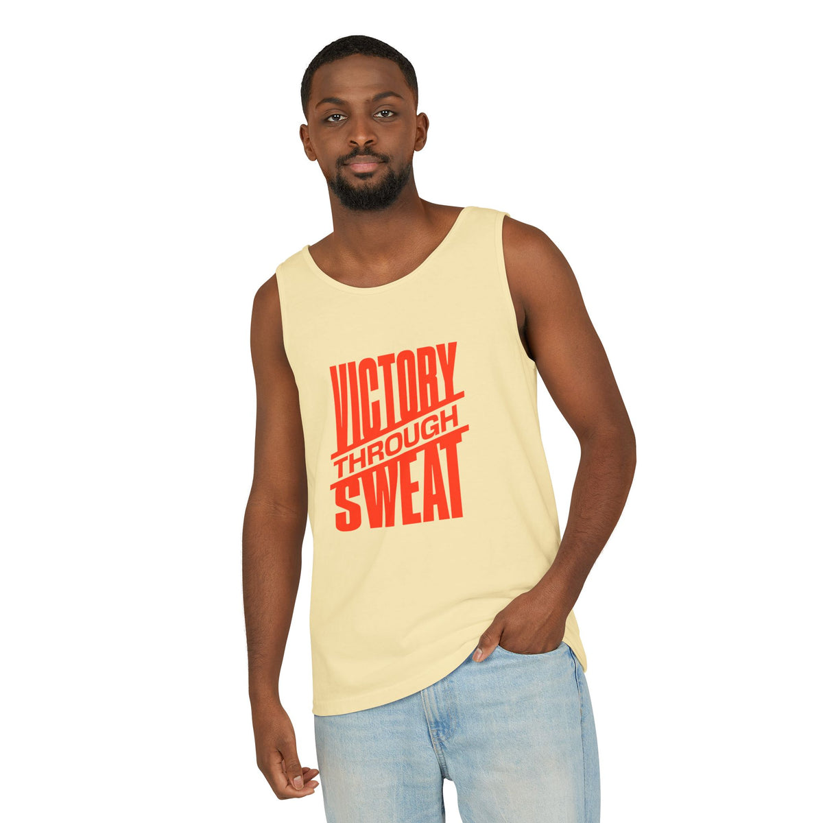 Victory Through Sweat Gym Tank Top for Active Wear Power every workout in the Victory Through Sweat Gym Tank Top for Active Wear, designed for breathable comfort, unrestricted movement, and bold style. Train harder in the Victory Through Sweat Gym Tank Top for Active Wear, combining a lightweight feel, easy mobility, and gym-ready confidence. Buy Victory Through Sweat Gym Tank Top for Active Wear—your go-to layer for intense training, everyday comfort, and standout motivation.