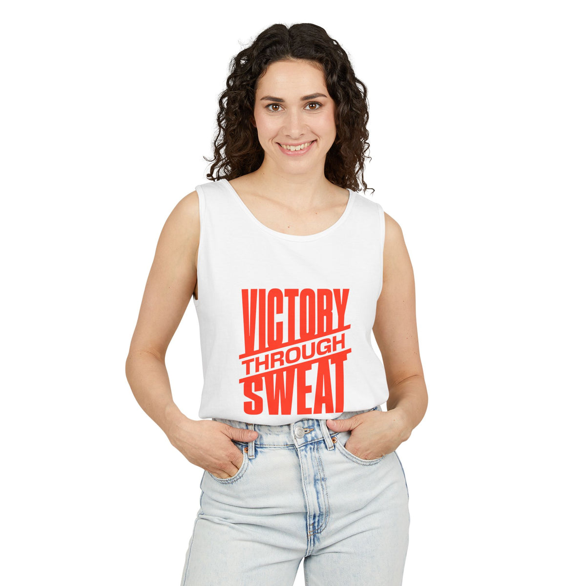 Victory Through Sweat Gym Tank Top for Active Wear Power every workout in the Victory Through Sweat Gym Tank Top for Active Wear, designed for breathable comfort, unrestricted movement, and bold style. Train harder in the Victory Through Sweat Gym Tank Top for Active Wear, combining a lightweight feel, easy mobility, and gym-ready confidence. Buy Victory Through Sweat Gym Tank Top for Active Wear—your go-to layer for intense training, everyday comfort, and standout motivation.