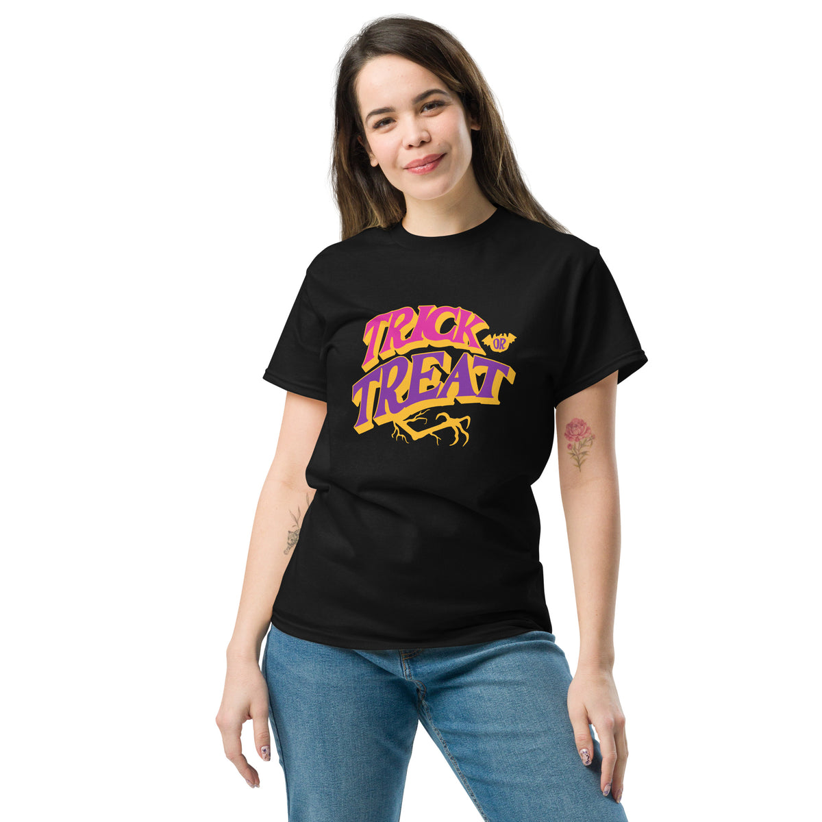 Buy Trick or Treat Halloween Graphic T-Shirt Casual Wear styles for festive comfort, playful looks, and spooky-season celebrations. Shop Trick or Treat Halloween Graphic T-Shirt Casual Wear for an easy, fun outfit that brings bold Halloween spirit to any gathering. Purchase Trick or Treat Halloween Graphic T-Shirt Casual Wear designs made for cozy fall days, costume parties, and festive everyday style.