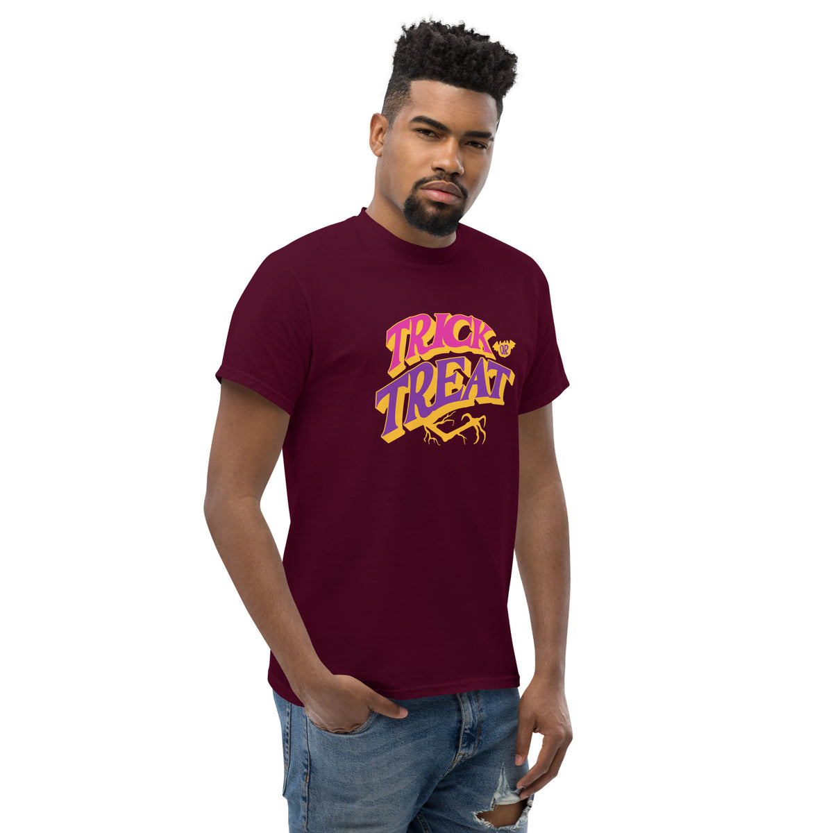 Buy Trick or Treat Halloween Graphic T-Shirt Casual Wear styles for festive comfort, playful looks, and spooky-season celebrations. Shop Trick or Treat Halloween Graphic T-Shirt Casual Wear for an easy, fun outfit that brings bold Halloween spirit to any gathering. Purchase Trick or Treat Halloween Graphic T-Shirt Casual Wear designs made for cozy fall days, costume parties, and festive everyday style.