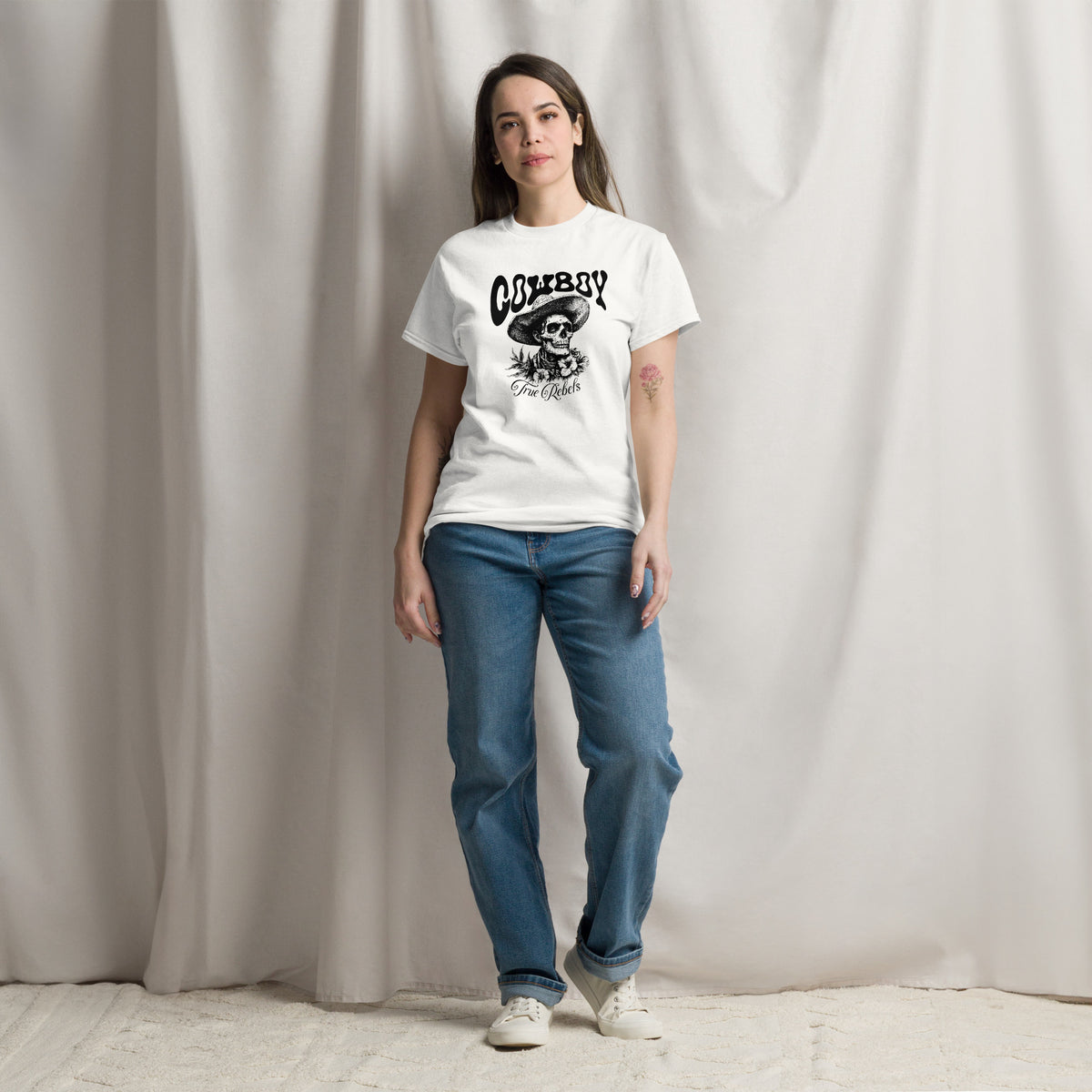 Vintage Cowboy Skull True Rebels Western T-Shirt Casual Wear Shop the Vintage Cowboy Skull True Rebels Western T-Shirt Casual Wear, featuring bold outlaw style, soft comfort, and everyday rebel appeal. Add Vintage Cowboy Skull True Rebels Western T-Shirt Casual Wear to your wardrobe for standout cowboy-inspired style and relaxed comfort. Buy Vintage Cowboy Skull True Rebels Western T-Shirt Casual Wear for a rugged graphic look that brings classic Western attitude to daily outfits.
