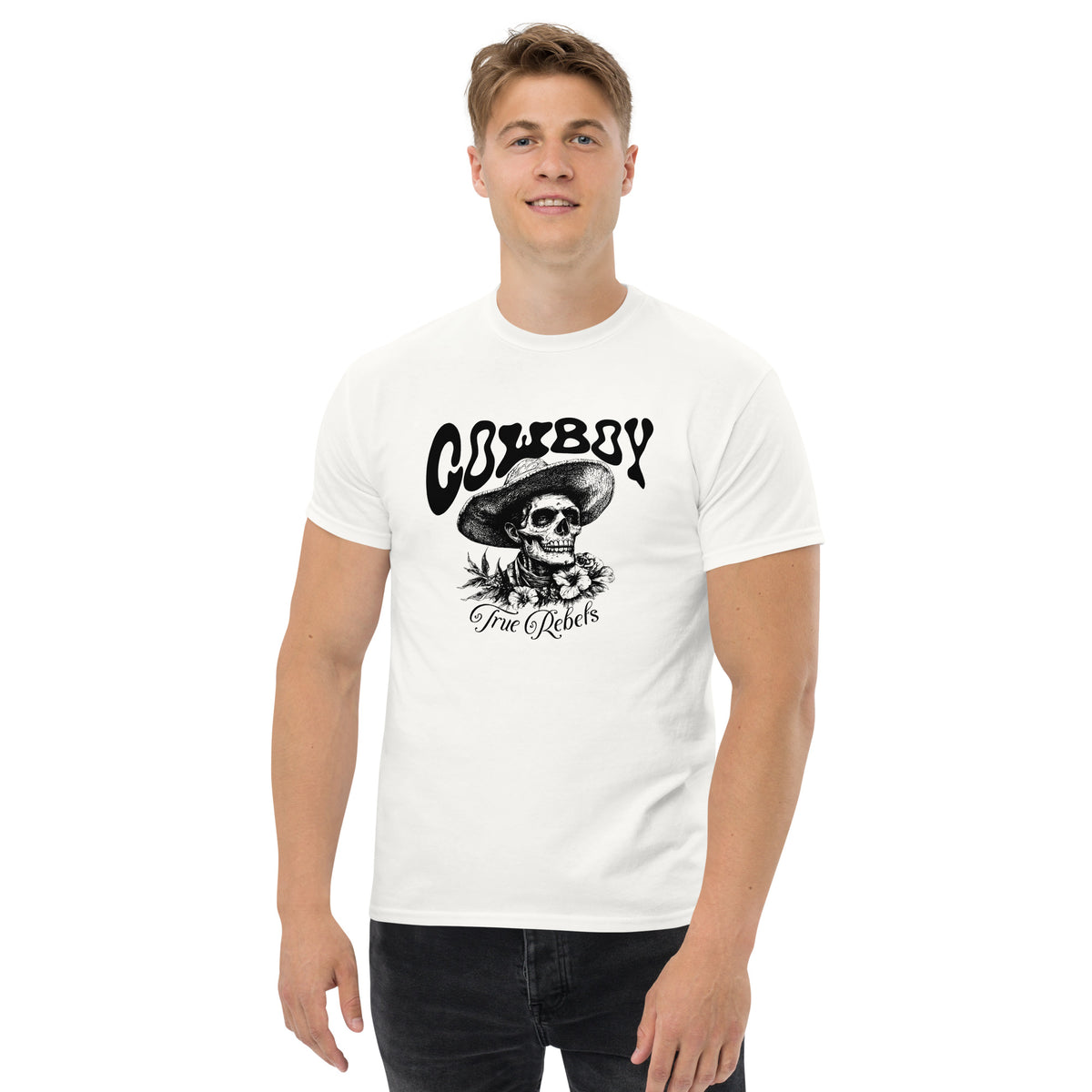 Vintage Cowboy Skull True Rebels Western T-Shirt Casual Wear Shop the Vintage Cowboy Skull True Rebels Western T-Shirt Casual Wear, featuring bold outlaw style, soft comfort, and everyday rebel appeal. Add Vintage Cowboy Skull True Rebels Western T-Shirt Casual Wear to your wardrobe for standout cowboy-inspired style and relaxed comfort. Buy Vintage Cowboy Skull True Rebels Western T-Shirt Casual Wear for a rugged graphic look that brings classic Western attitude to daily outfits.