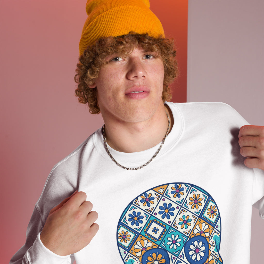 Colorful Mexican Sugar Skull Crewneck Sweatshirt Casual Wear Shop the Colorful Mexican Sugar Skull Crewneck Sweatshirt Casual Wear, featuring vibrant Día de los Muertos-inspired style for everyday comfort. Add vibrant personality to your wardrobe with Colorful Mexican Sugar Skull Crewneck Sweatshirt Casual Wear, made for standout everyday style. Buy Colorful Mexican Sugar Skull Crewneck Sweatshirt Casual Wear with bold, festive artwork—an easy statement piece for casual outfits.