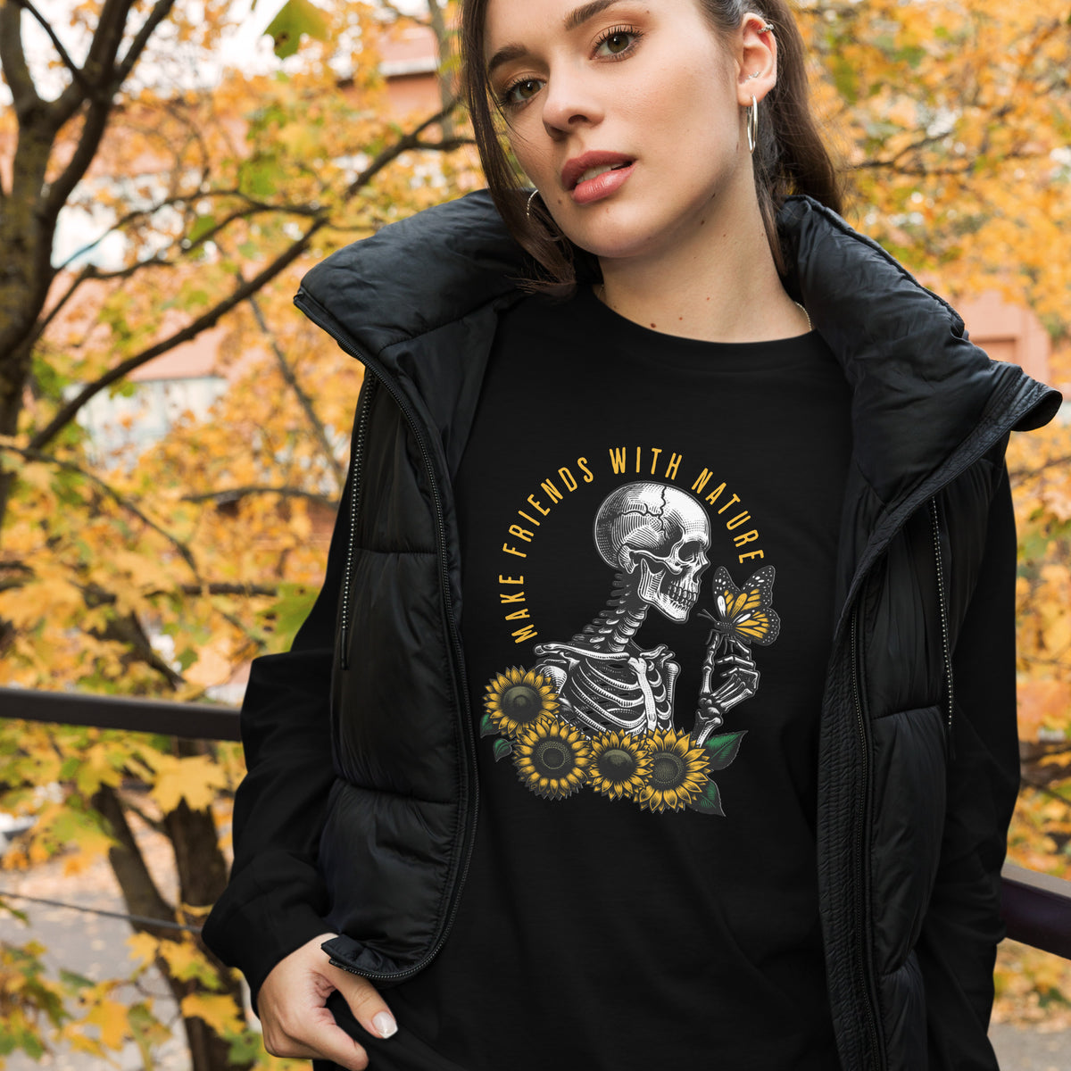 Skeleton and Nature Graphic Unisex Long Sleeve Tee Casual Wear Shop Skeleton Nature Graphic Unisex Long Sleeve Tee Casual Wear for a unique, comfortable layer that brings edgy nature-inspired style to any outfit. Elevate your wardrobe with Skeleton Nature Graphic Unisex Long Sleeve Tee Casual Wear—an eye-catching, versatile choice for relaxed daily looks. Buy Skeleton Nature Graphic Unisex Long Sleeve Tee Casual Wear, blending bold outdoor-inspired art with everyday comfort and style.