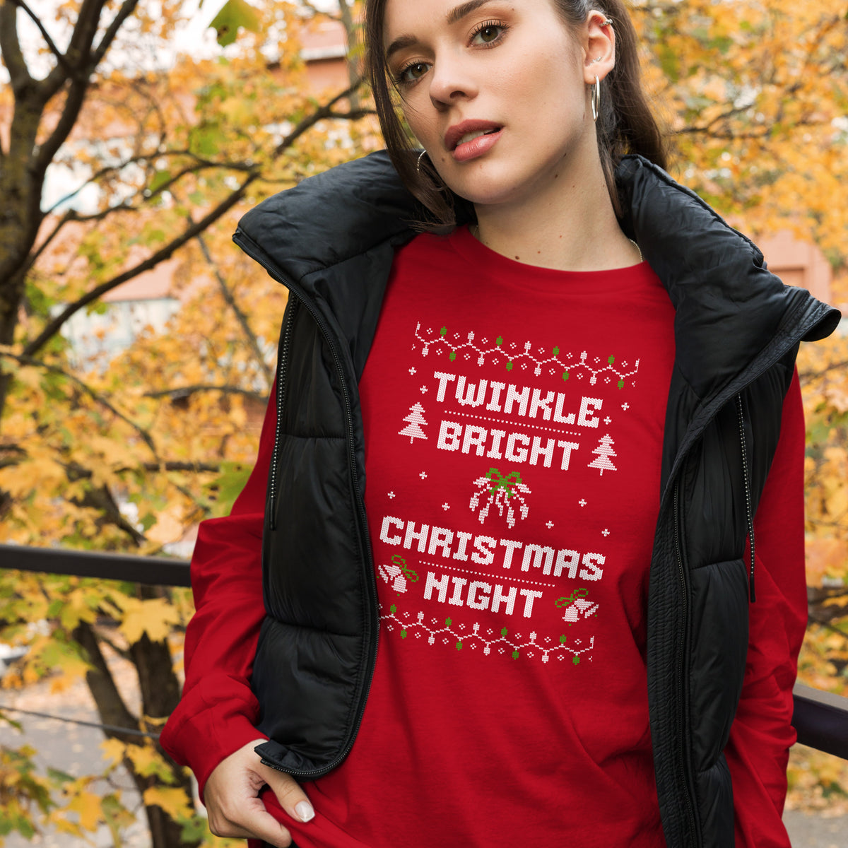 Twinkle Bright Christmas Night Long Sleeve Tee for Festive Wear Shop Twinkle Bright Christmas Night Long Sleeve Tee Festive Wear for a fun, comfortable holiday look made for parties, photos, and cozy nights. Celebrate the season in the Twinkle Bright Christmas Night Long Sleeve Tee Festive Wear, a cozy, cheerful choice for holiday gatherings. Add sparkle to seasonal style with Twinkle Bright Christmas Night Long Sleeve Tee Festive Wear—perfect for festive events and gifting.