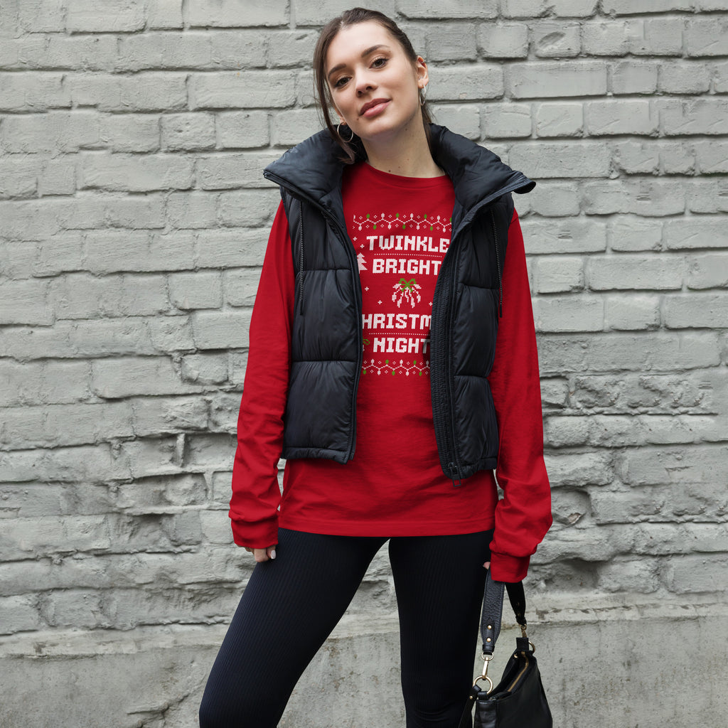 Twinkle Bright Christmas Night Long Sleeve Tee for Festive Wear Shop Twinkle Bright Christmas Night Long Sleeve Tee Festive Wear for a fun, comfortable holiday look made for parties, photos, and cozy nights. Celebrate the season in the Twinkle Bright Christmas Night Long Sleeve Tee Festive Wear, a cozy, cheerful choice for holiday gatherings. Add sparkle to seasonal style with Twinkle Bright Christmas Night Long Sleeve Tee Festive Wear—perfect for festive events and gifting.