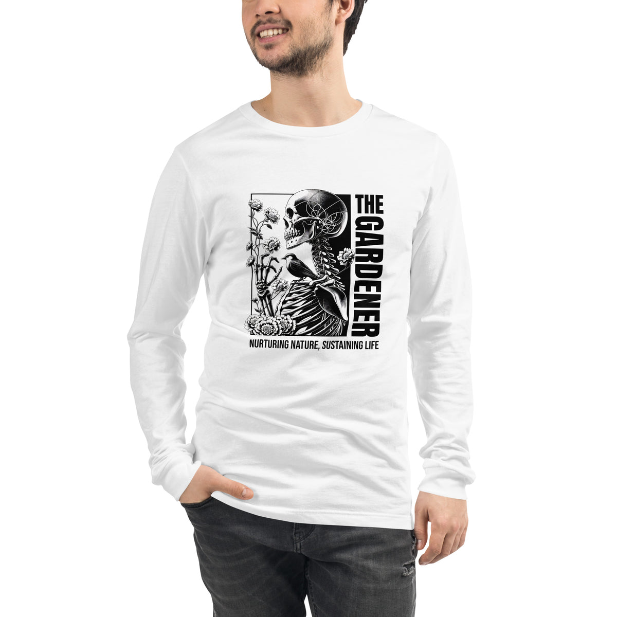 Gardener Skeleton Nature Unisex Long Sleeve Tee Casual Wear Refresh your wardrobe with Gardener Skeleton Nature Unisex Long Sleeve Tee Casual Wear, made for casual comfort and nature-inspired style. Shop the Gardener Skeleton Nature Unisex Long Sleeve Tee Casual Wear, a soft, versatile layer for plant lovers and everyday style. Buy Gardener Skeleton Nature Unisex Long Sleeve Tee Casual Wear—an eye-catching, comfortable top for gardening fans and relaxed days.