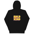 A black pullover hoodie shown from the back, featuring a retro-style graphic print in the center that reads 'BOLD but KIND' in yellow and purple bubble letters with small white star accents. Casual Bold But Kind Zip Hoodie for Daily Comfort Shop the Casual Bold But Kind Hoodie for Daily Comfort and enjoy cozy everyday layering with a confident message and easygoing appeal. Upgrade your wardrobe with the Casual Bold But Kind Hoodie for Daily Comfort—made for relaxed moments, daily errands, and standout style