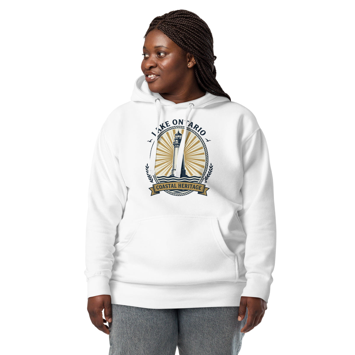 Lake Ontario Coastal Heritage Lighthouse Hoodie Casual Wear Shop the Lake Ontario Coastal Heritage Lighthouse Hoodie for comfortable everyday warmth and a timeless design inspired by Great Lakes history. Celebrate shoreline history with the Lake Ontario Coastal Heritage Lighthouse Hoodie, a cozy layer for maritime enthusiasts and coastal explorers. Buy Lake Ontario Coastal Heritage Lighthouse Hoodie, blending soft comfort with a classic tribute to Ontario's iconic waterfront.