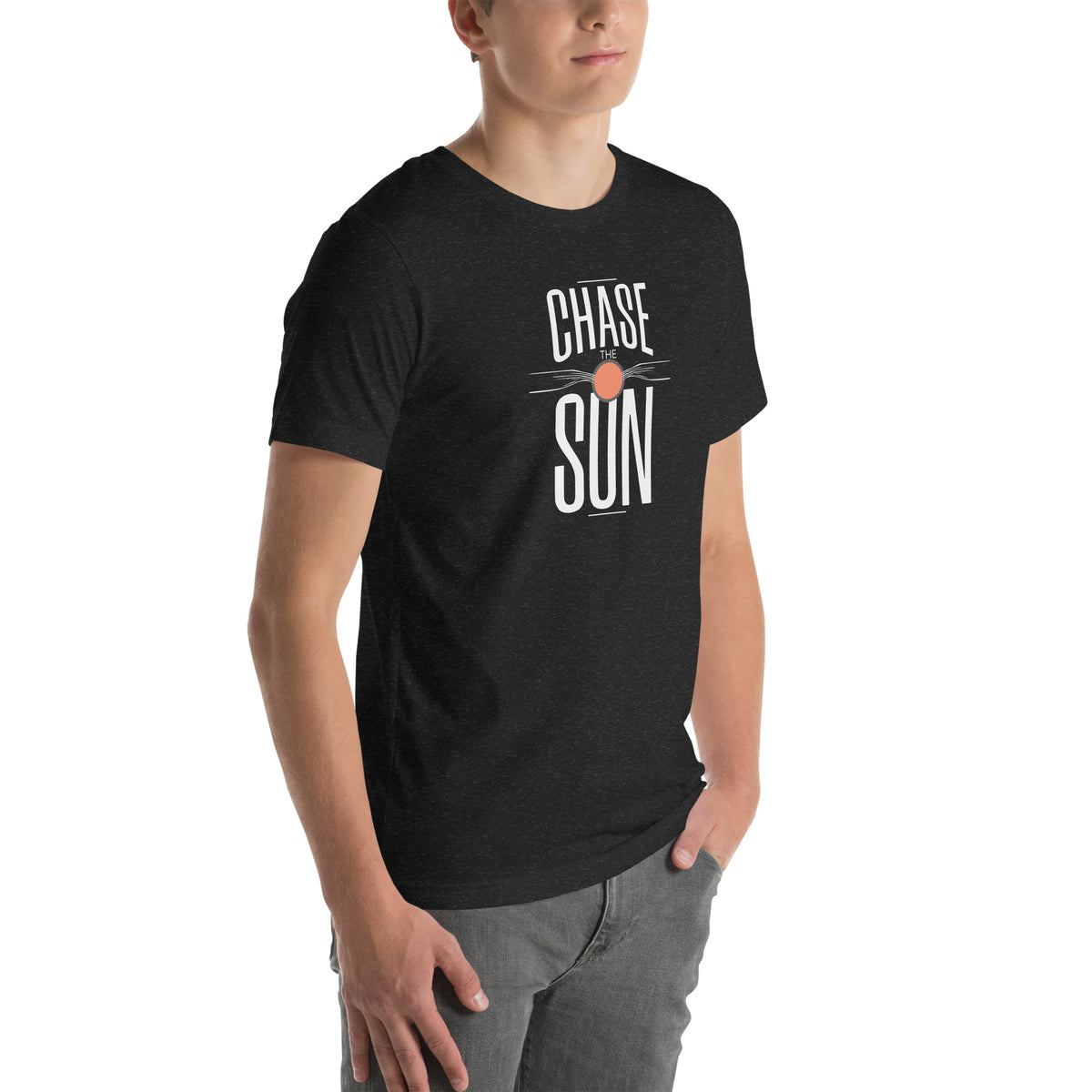 Person wearing a black t-shirt with a graphic design on a white background Chase the Sun Minimalist Lettering Graphic T-Shirt Casual Wear Make every day feel brighter in the Chase the Sun Minimalist Lettering Graphic T-Shirt, a simple statement tee with relaxed style. Refresh your casual wardrobe with the Chase the Sun Minimalist Lettering Graphic T-Shirt, featuring a clean design and laid-back appeal. Buy Chase the Sun Minimalist Lettering Graphic T-Shirt delivers clean, sun-soaked style for everyday wear.